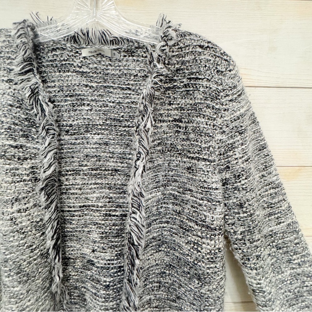 Anthropologie Maude Vivante fringe knit  metallic thread cardigan sweater ❤️ - Picture 9 of 9
